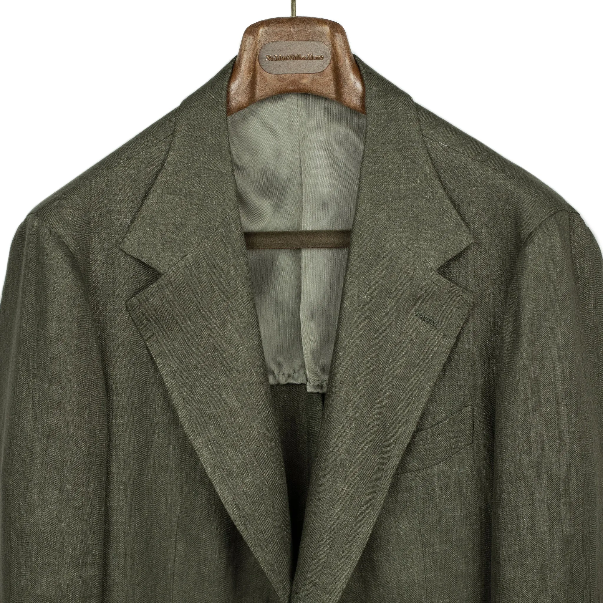 x Sartoria Carrara: ultra-light unlined sport coat in green washed linen herringbone