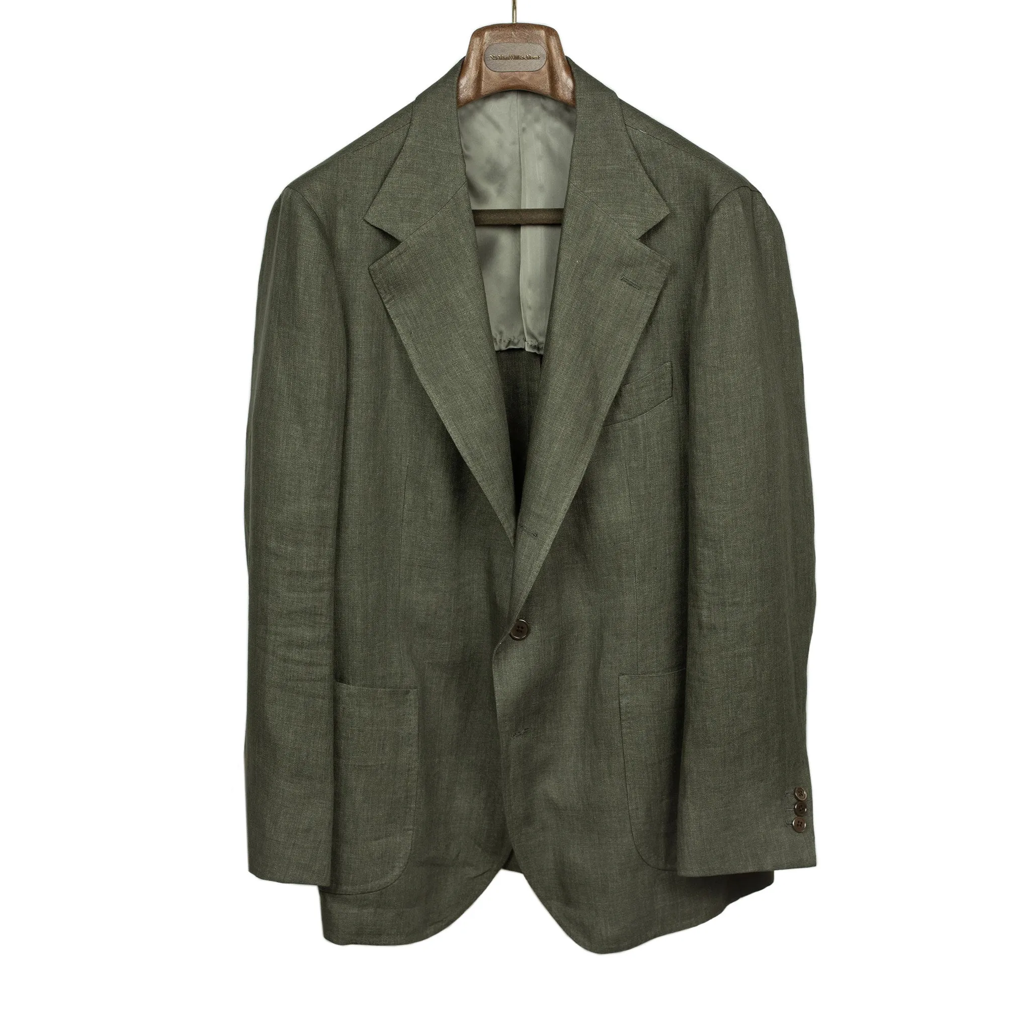 x Sartoria Carrara: ultra-light unlined sport coat in green washed linen herringbone