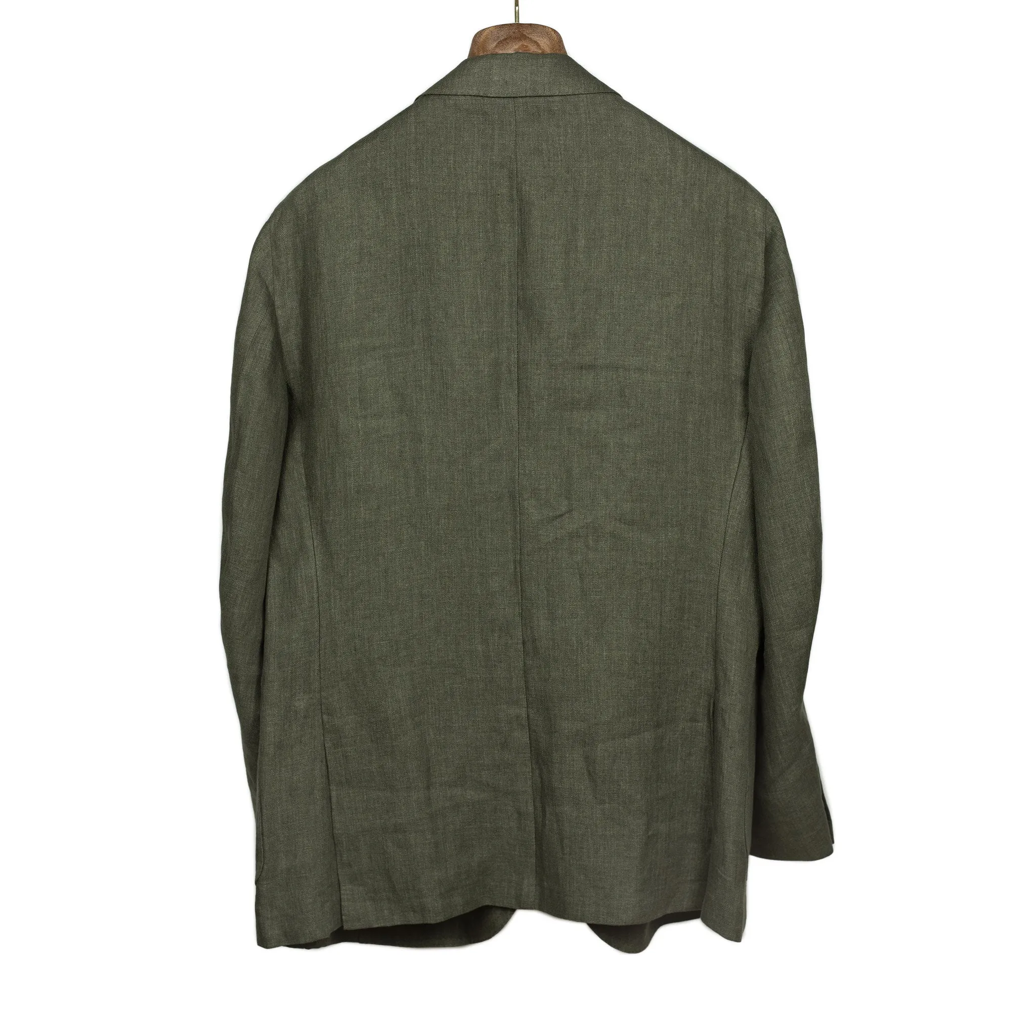 x Sartoria Carrara: ultra-light unlined sport coat in green washed linen herringbone