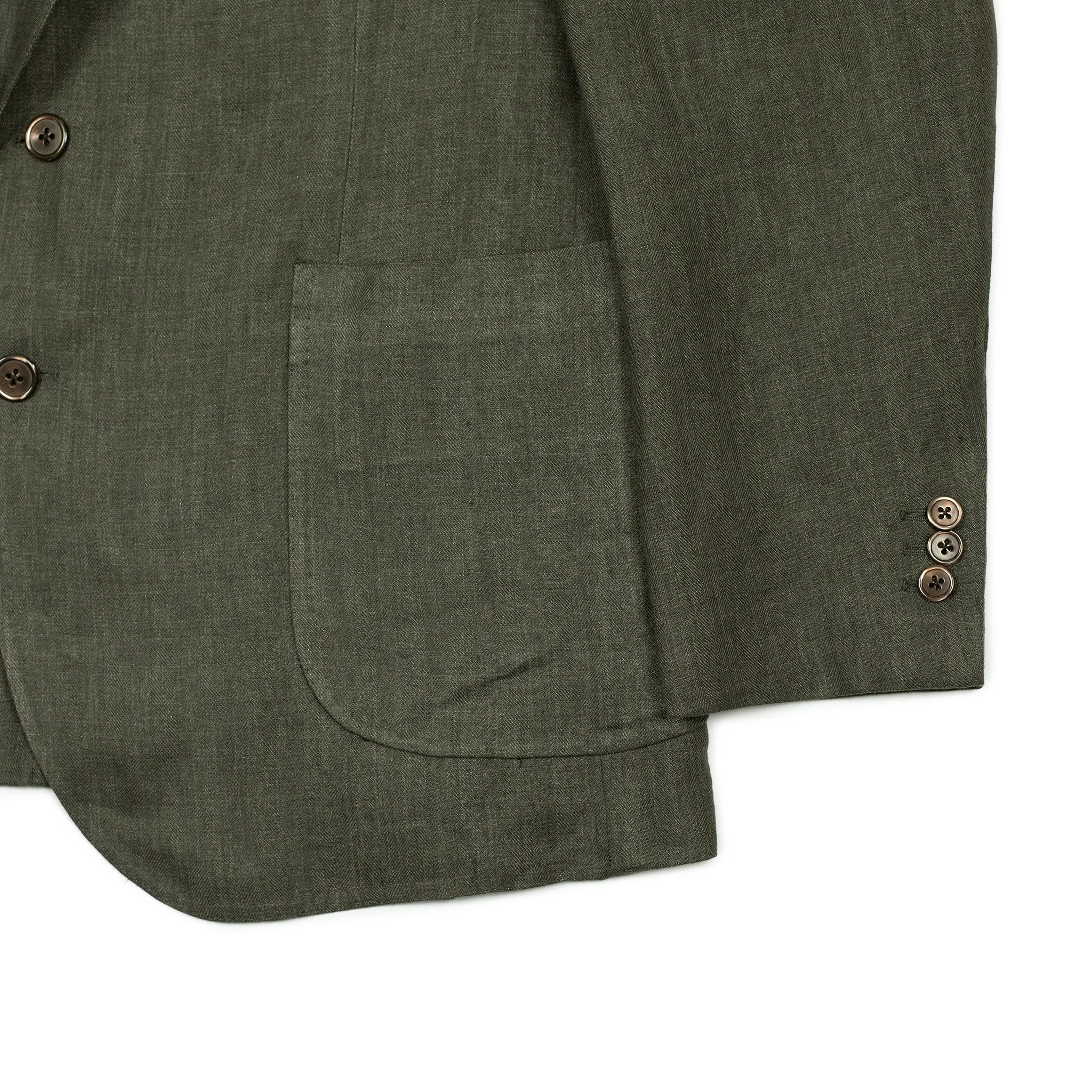 x Sartoria Carrara: ultra-light unlined sport coat in green washed linen herringbone