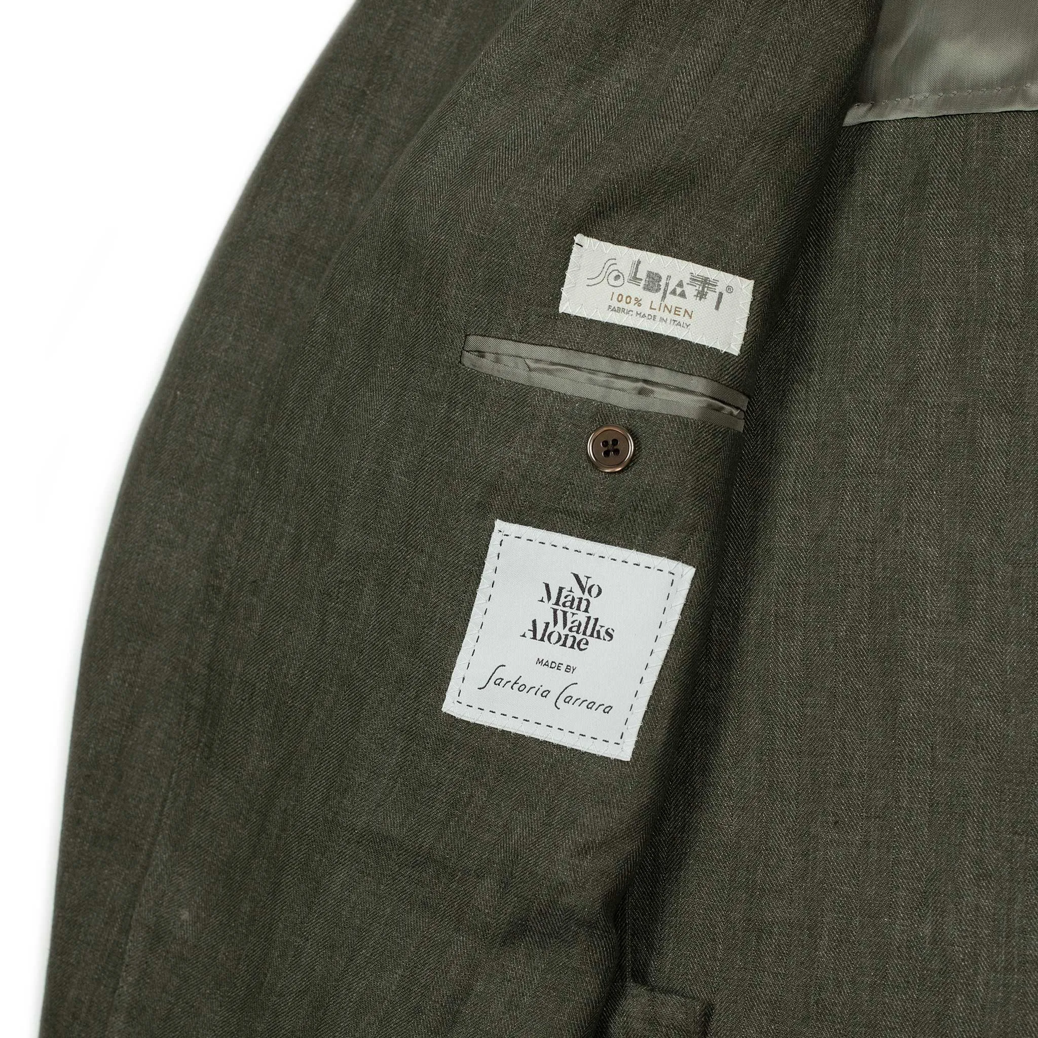 x Sartoria Carrara: ultra-light unlined sport coat in green washed linen herringbone