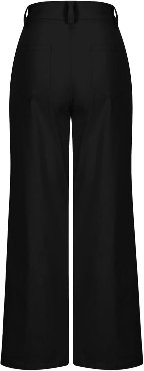 Xiaojmake Women Casual Twill Chino Pant Flare Slim Fit Boot Cut Stretch Dress Pant Bootcut Cotton Pull On Pants with Pockets