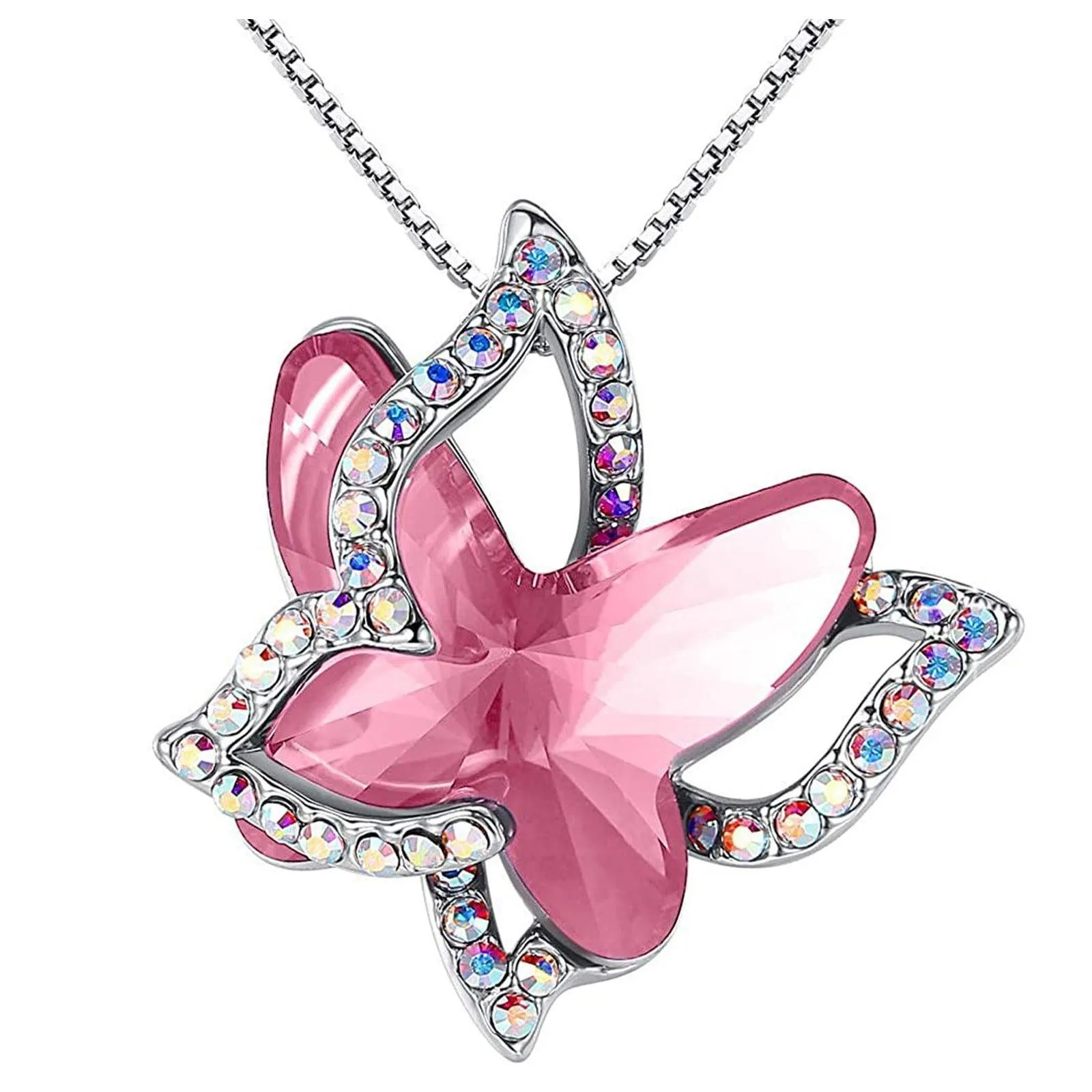 Xuemjiao Necklaces for Women Butterfly Crystal Necklace with Premium Birthstone Crystal Jewelry Gifts for Women Necklace (L,One Size)