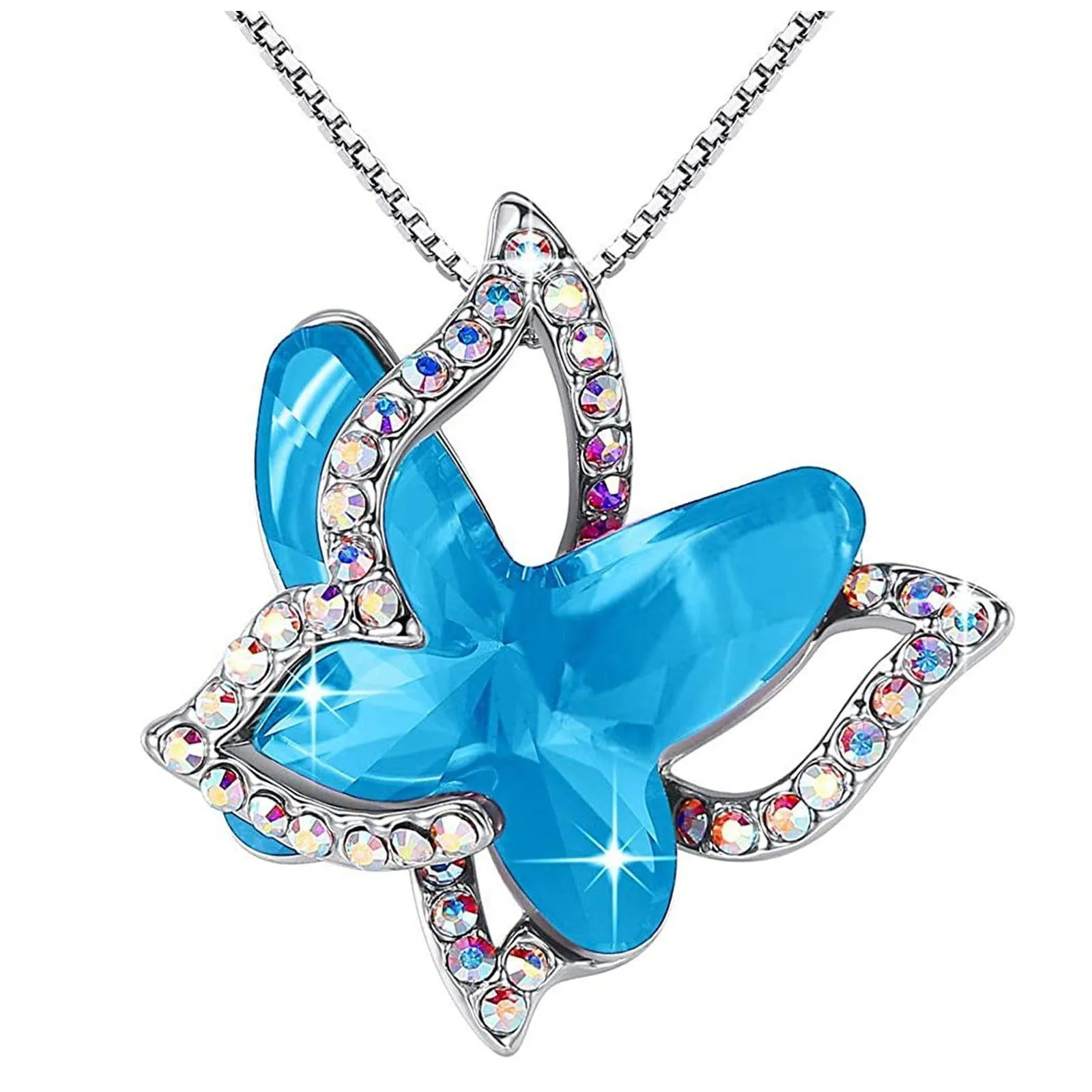 Xuemjiao Necklaces for Women Butterfly Crystal Necklace with Premium Birthstone Crystal Jewelry Gifts for Women Necklace (L,One Size)