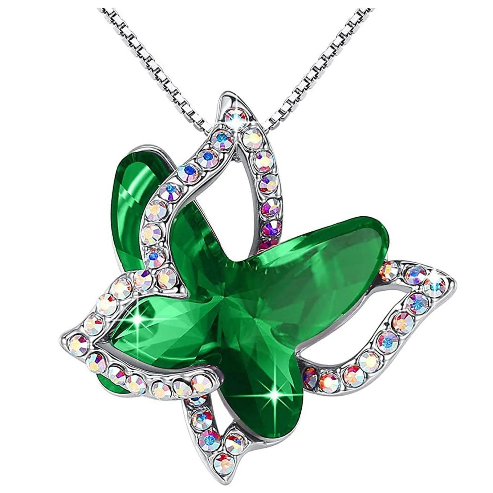Xuemjiao Necklaces for Women Butterfly Crystal Necklace with Premium Birthstone Crystal Jewelry Gifts for Women Necklace (L,One Size)