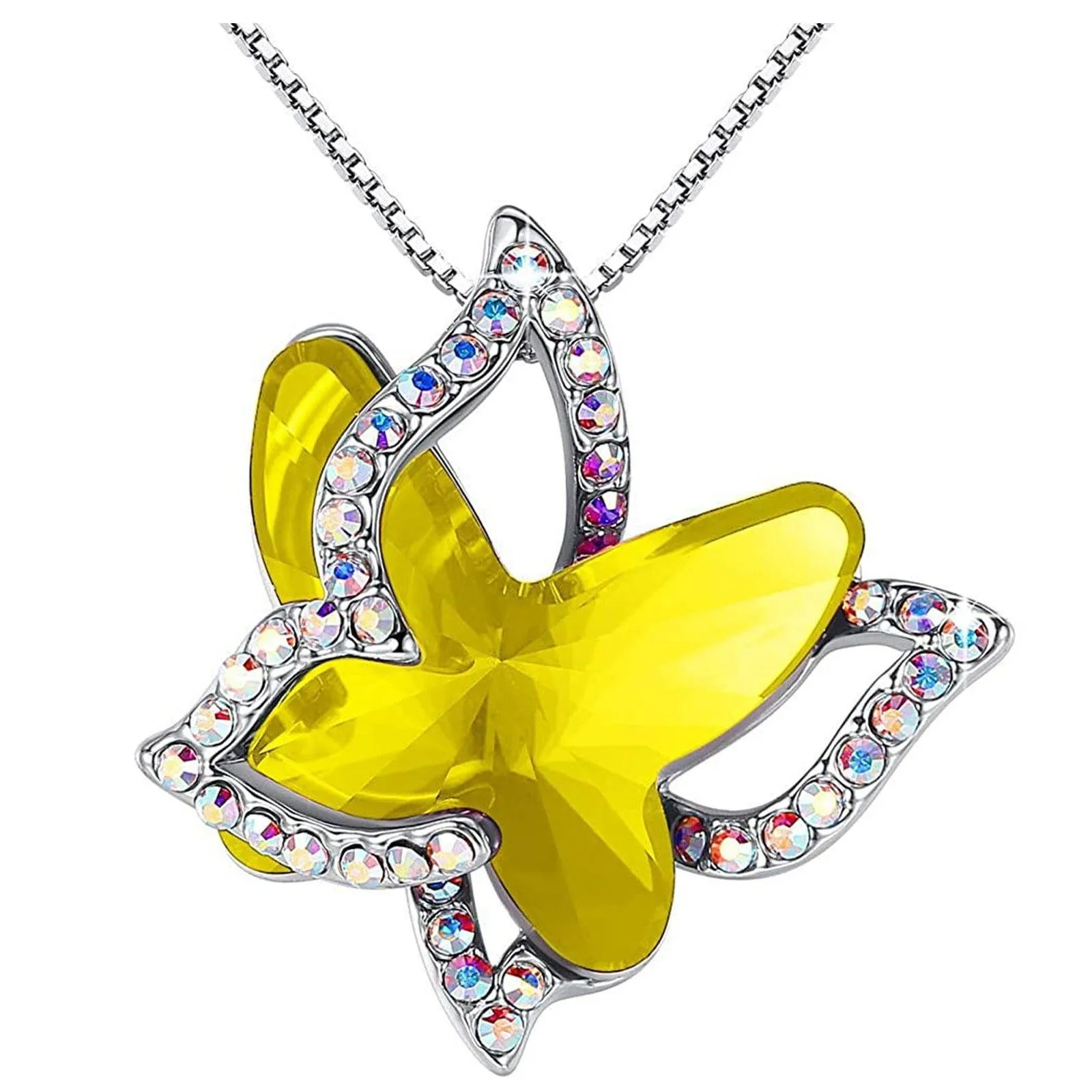 Xuemjiao Necklaces for Women Butterfly Crystal Necklace with Premium Birthstone Crystal Jewelry Gifts for Women Necklace (L,One Size)