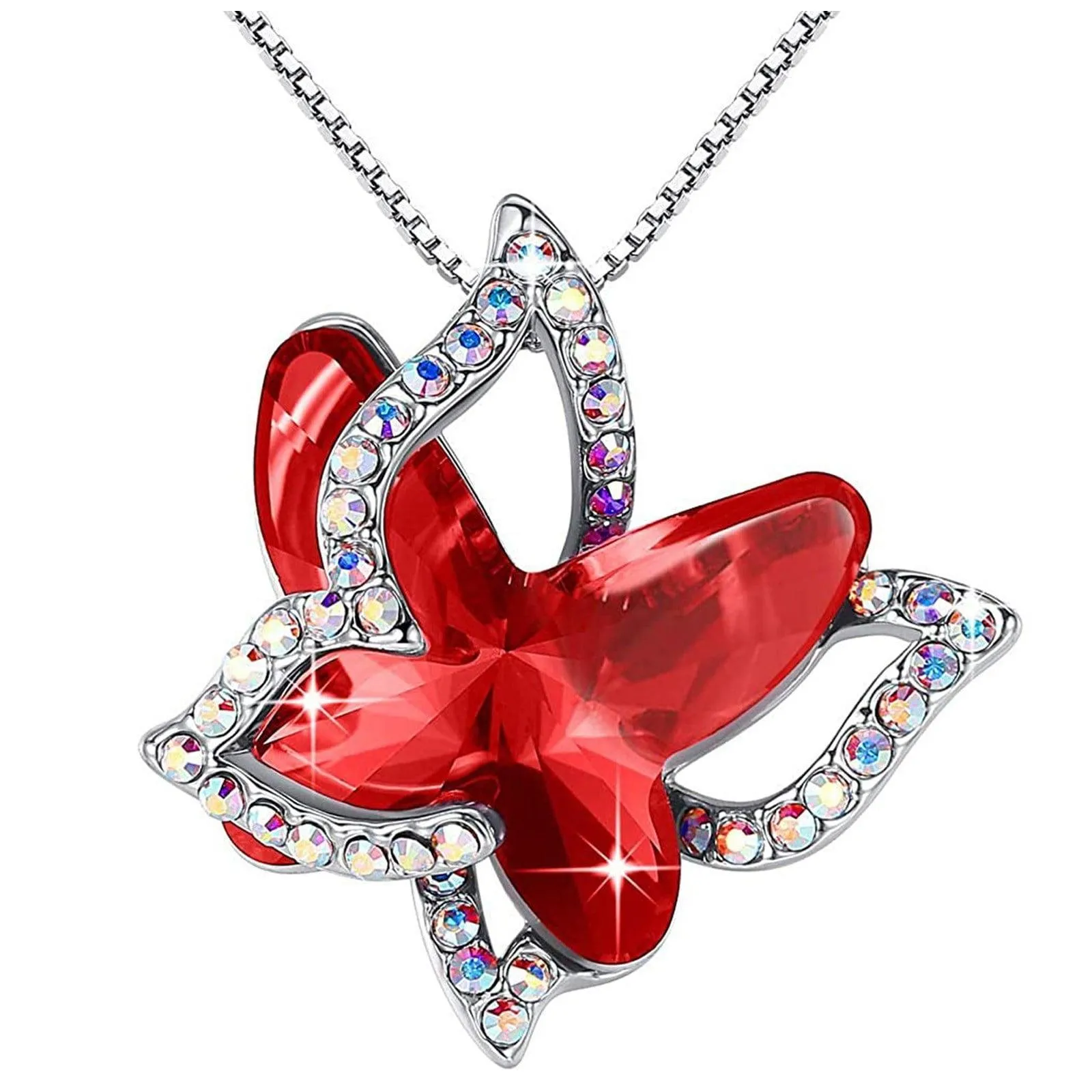 Xuemjiao Necklaces for Women Butterfly Crystal Necklace with Premium Birthstone Crystal Jewelry Gifts for Women Necklace (L,One Size)