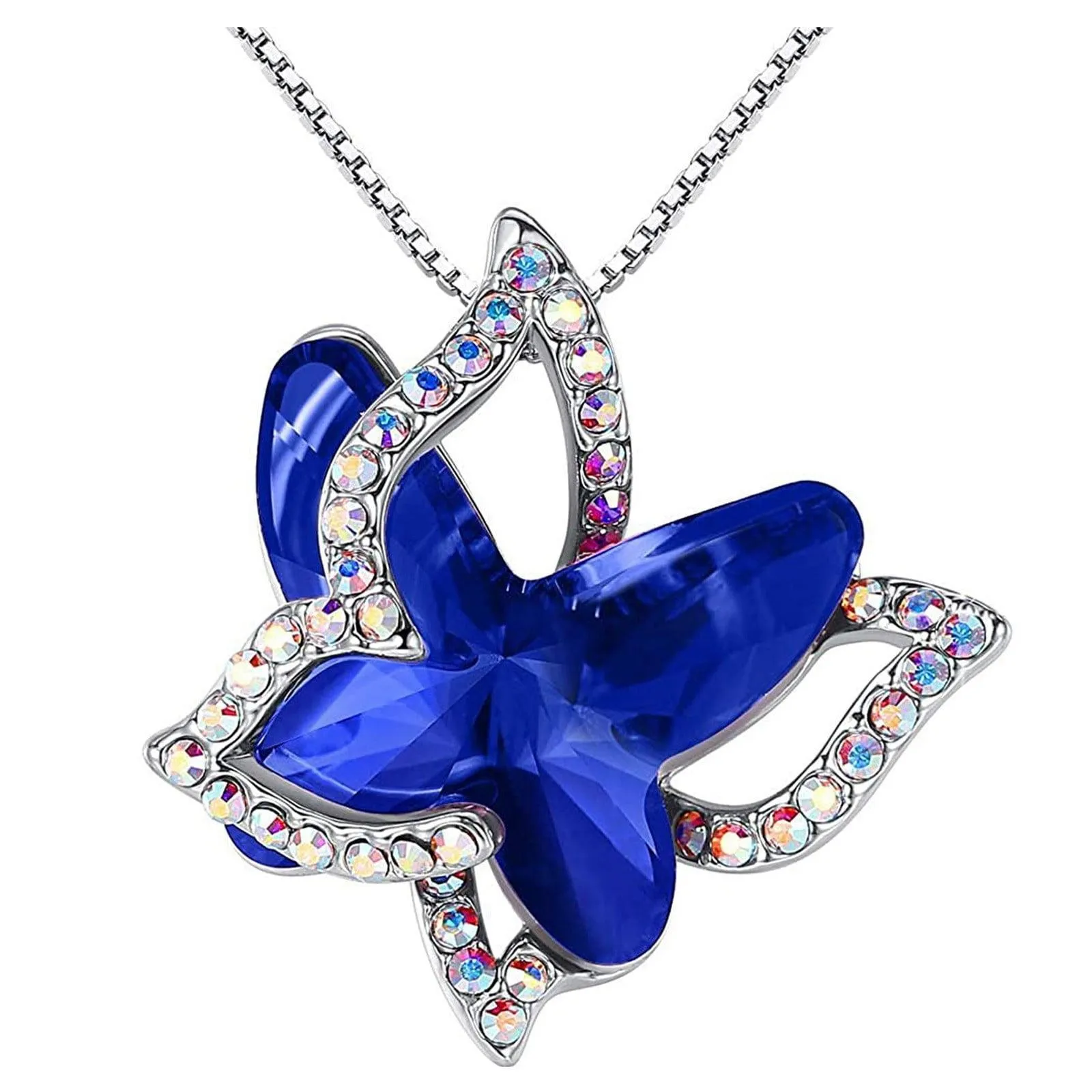 Xuemjiao Necklaces for Women Butterfly Crystal Necklace with Premium Birthstone Crystal Jewelry Gifts for Women Necklace (L,One Size)
